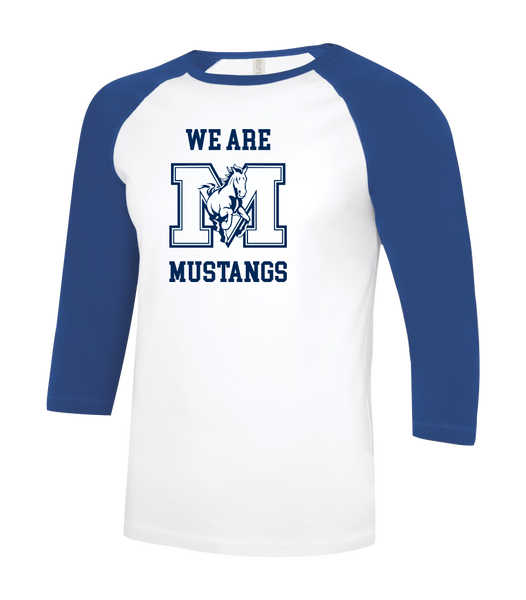 Vincent Massey "We Are Mustangs" Adult Two Toned Baseball T-Shirt with Printed Logo