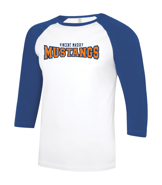 Vincent Massey Adult Two Toned Baseball T-Shirt with Printed Logo