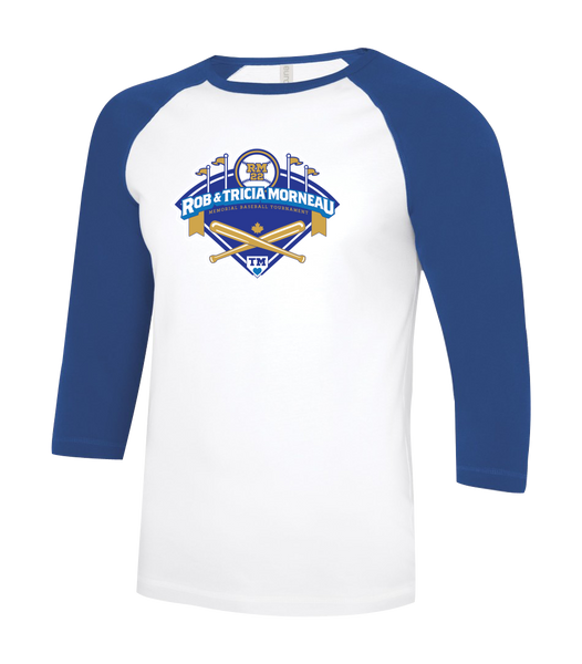 Rob & Tricia Morneau Tournament Adult Two Toned Baseball T-Shirt with Printed Logo