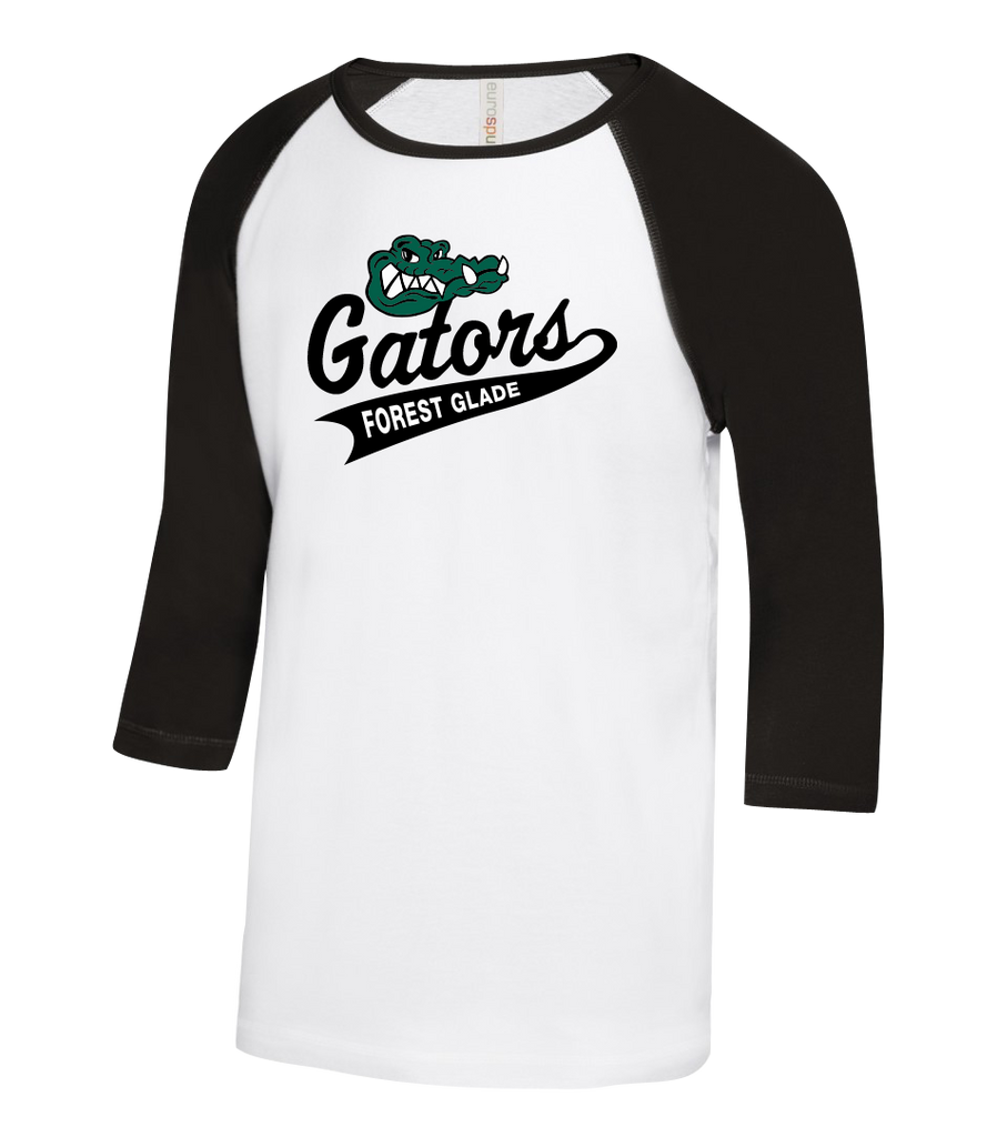 Forest Glade Adult Two Toned Baseball T-Shirt with Printed Logo