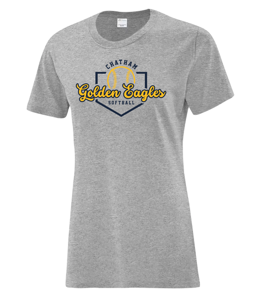 Chatham Golden Eagles Script Ladies Cotton T-Shirt with Printed logo