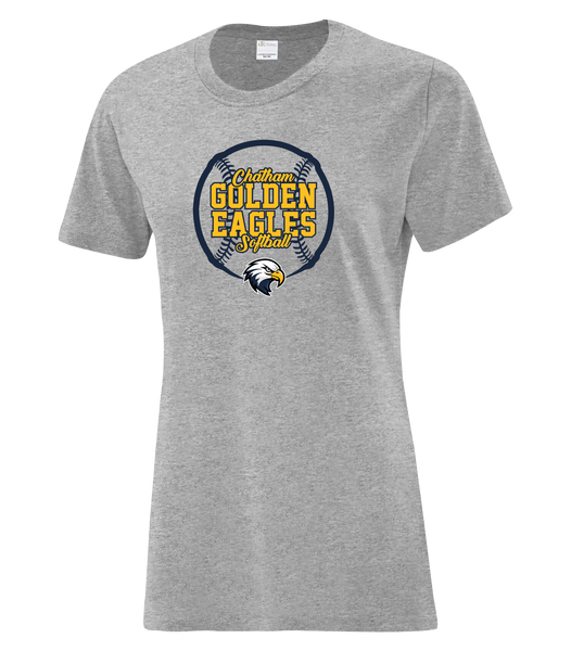 Chatham Golden Eagles Softball Ladies Cotton T-Shirt with Printed logo
