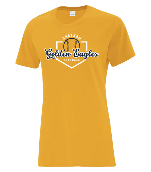 Chatham Golden Eagles Script Ladies Cotton T-Shirt with Printed logo