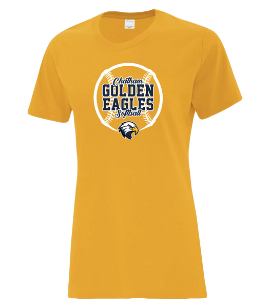 Chatham Golden Eagles Softball Ladies Cotton T-Shirt with Printed logo