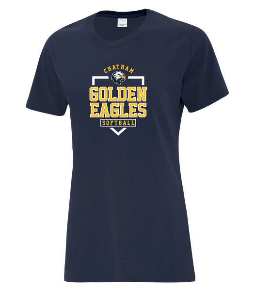 Chatham Golden Eagles Ladies Cotton T-Shirt with Printed logo