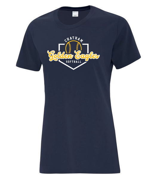 Chatham Golden Eagles Script Ladies Cotton T-Shirt with Printed logo