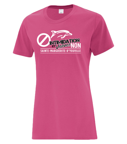 Dauphins "Intimidation et Violence Non" Ladies Cotton T-Shirt with Printed Logo