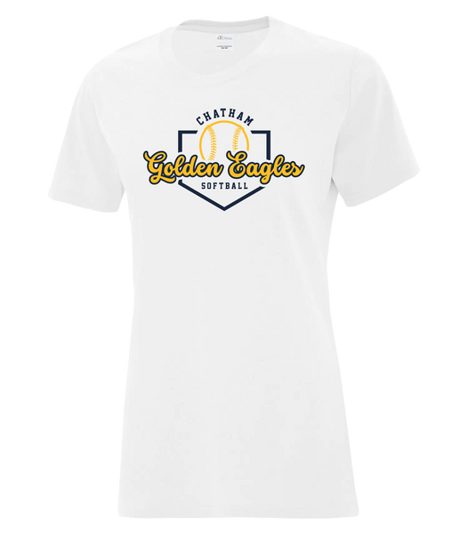 Chatham Golden Eagles Script Ladies Cotton T-Shirt with Printed logo