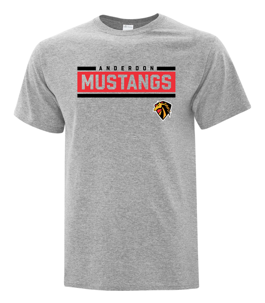 Mustangs Colour Block Youth Cotton T-Shirt with Printed logo