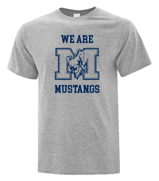 "We Are Mustangs" Vincent Massey Adult Cotton T-Shirt with Printed logo