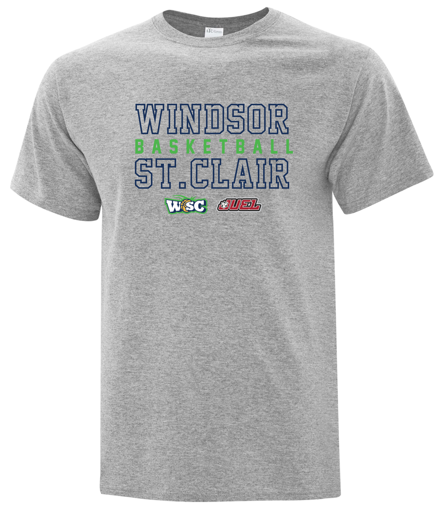 Windsor St. Clair Basketball Block Letters Adult Cotton T-Shirt with Printed logo
