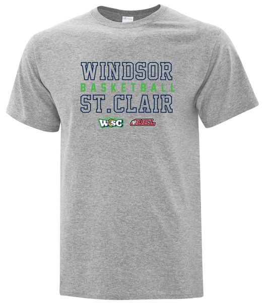Windsor St. Clair Basketball Block Letters Adult Cotton T-Shirt with Printed logo