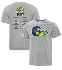Tournoi Franco Basket 2023-2024 "Équipes Filles" Adult Cotton Tshirt with Full Colour Logo