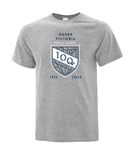 Queen Victoria School 100 Years Adult Cotton T-Shirt with Printed logo