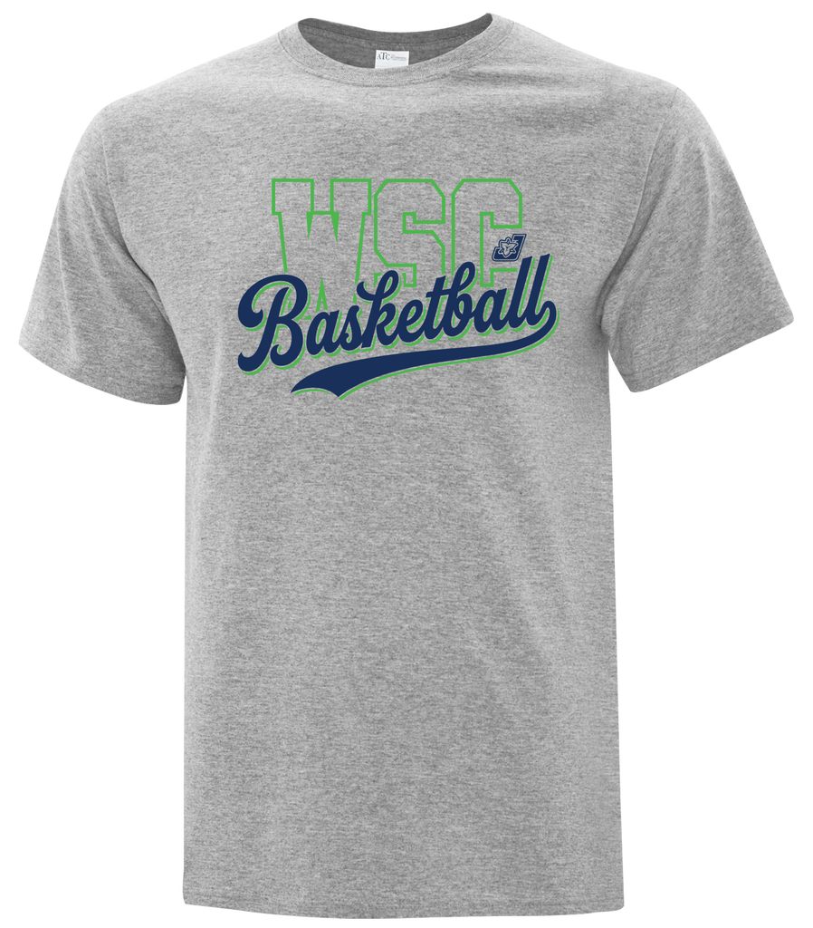 WSC Basketball Script Adult Cotton T-Shirt with Printed logo
