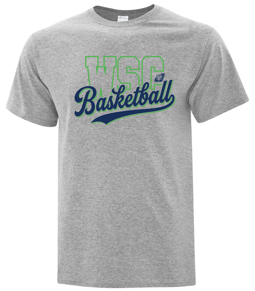 WSC Basketball Script Adult Cotton T-Shirt with Printed logo
