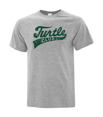 Turtle Script Distressed Youth Cotton Tee with Printed Logo