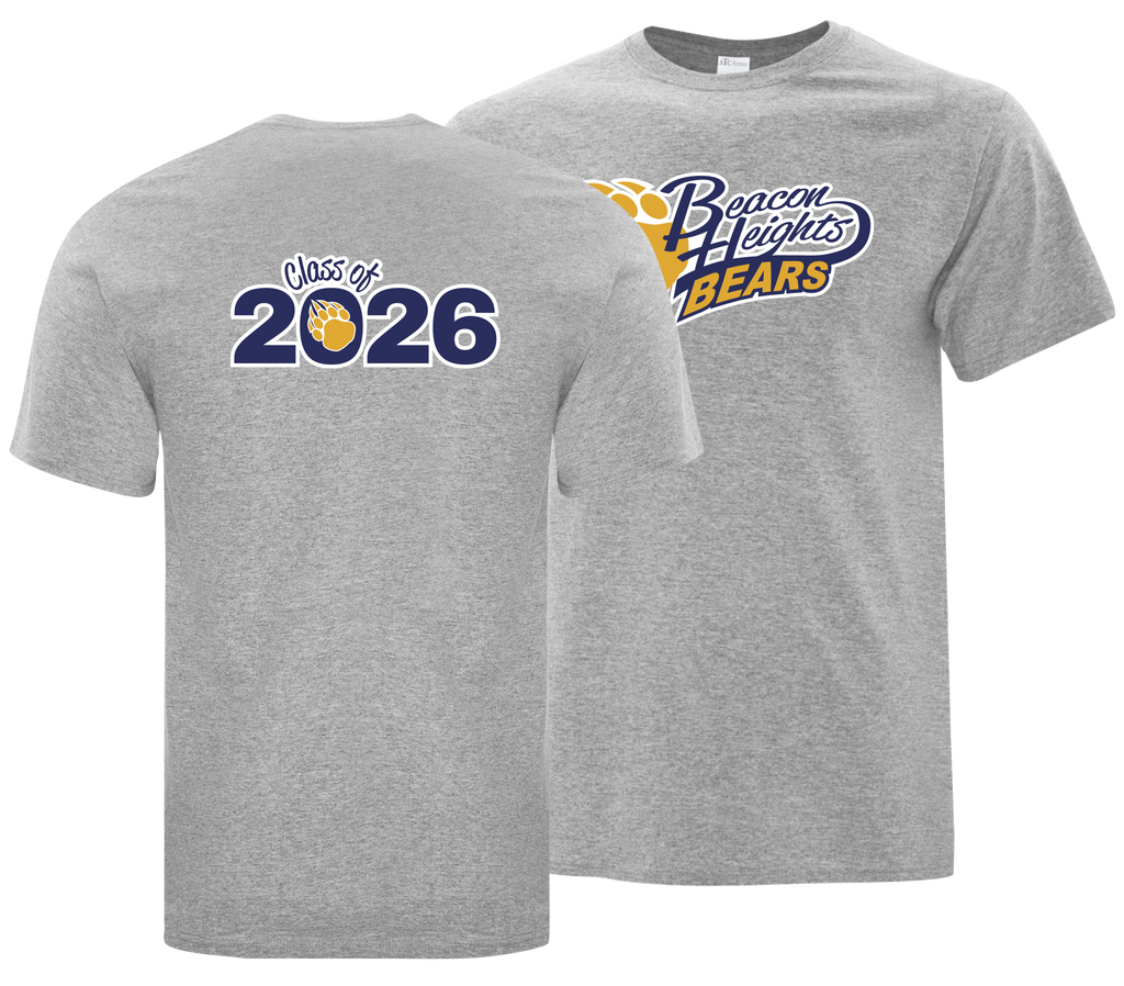 Beacon Heights 'Class of 2026' Adult Cotton T-Shirt with Printed Front & Back Logos