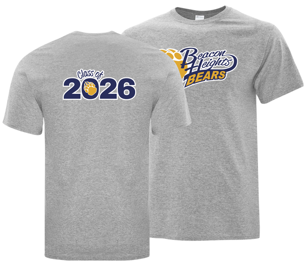 Beacon Heights 'Class of 2026' Adult Cotton T-Shirt with Printed Front & Back Logos
