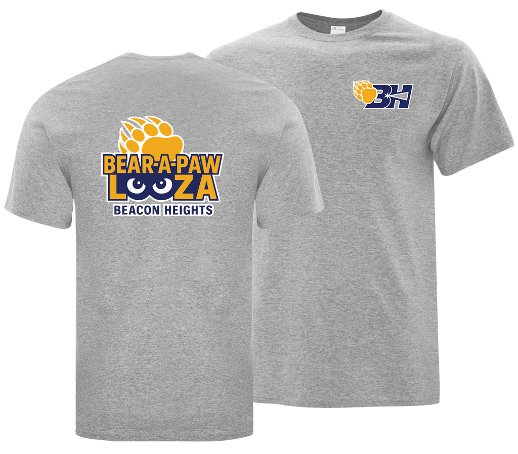 Bear-A-Paw-Looza Adult Cotton T-Shirt with Printed Front & Back Logos