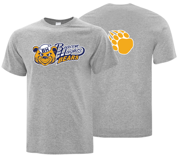 Beacon Heights Bears Adult Cotton T-Shirt with Printed Front & Back Logos