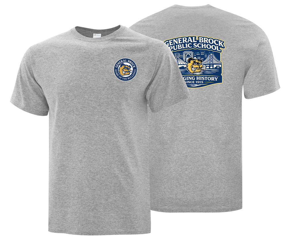 General Brock Public School Youth Cotton T-Shirt with Printed Front & Back Logos