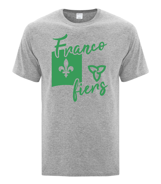 "Franco-Ontarian Flag Script" Youth Cotton T-Shirt with Printed logo