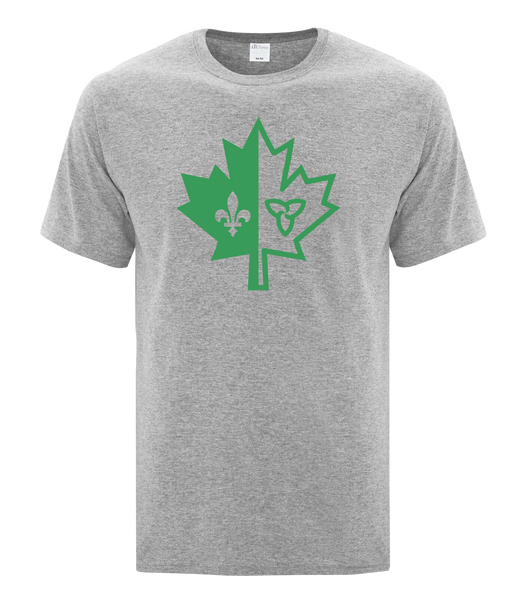 "Franco-Ontarian Maple Leaf" Adult Cotton T-Shirt with Printed logo
