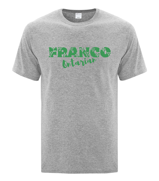 "Franco Script Ontarian" Adult Cotton T-Shirt with Printed logo