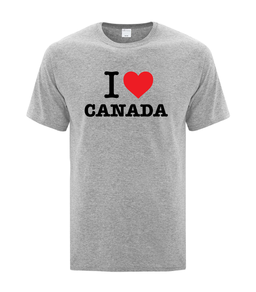 "I Heart Canada" Adult Cotton T-Shirt with Printed Logo