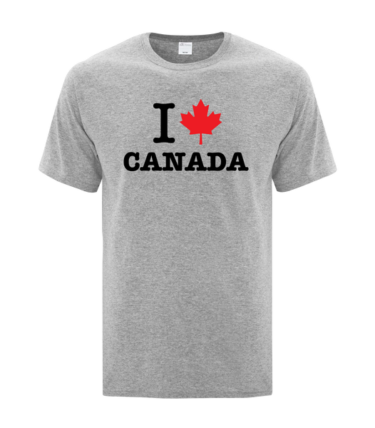 "I Maple Leaf Canada" Adult Cotton T-Shirt with Printed Logo
