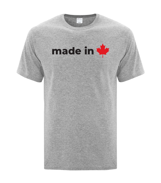 "Made In Canada Maple Leaf" Adult Cotton T-Shirt with Printed logo