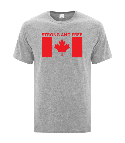 "Strong And Free" Adult Cotton T-Shirt with Printed logo