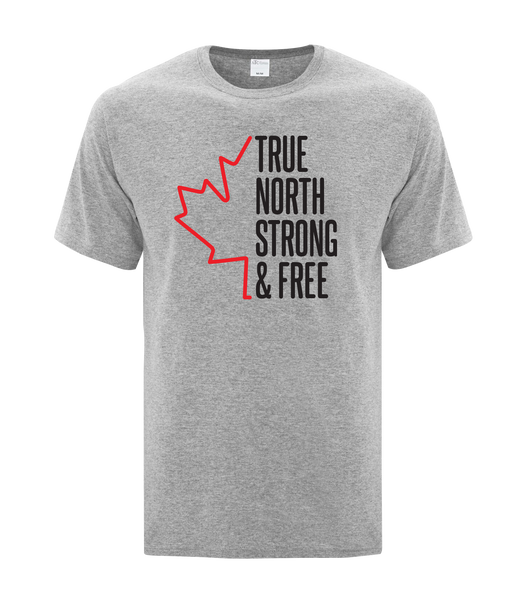 "True North Strong and Free" Adult Cotton T-Shirt with Printed logo