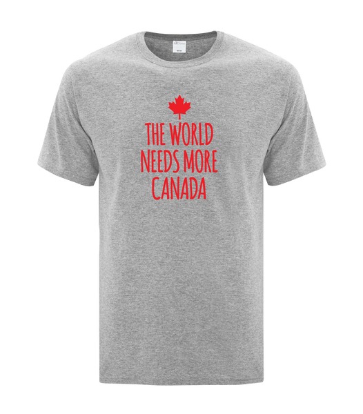 "The World Needs More Canada" Adult Cotton T-Shirt with Printed Logo