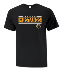 Anderdon Mustangs Colour Block Cotton Adult T-Shirt with Printed logo