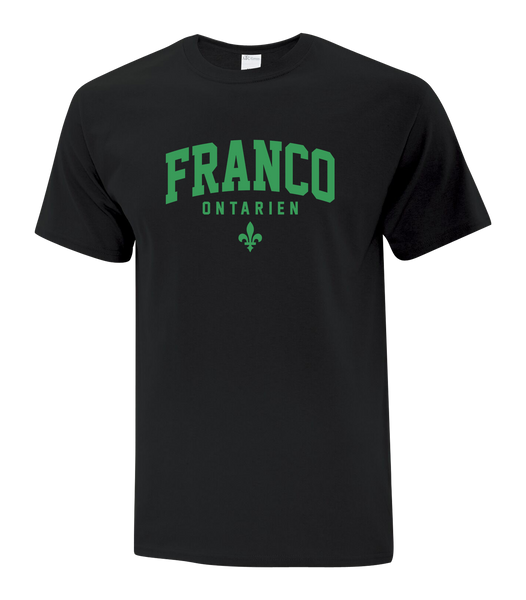 "Franco-Ontarien" Varsity Adult Cotton T-Shirt with Printed logo