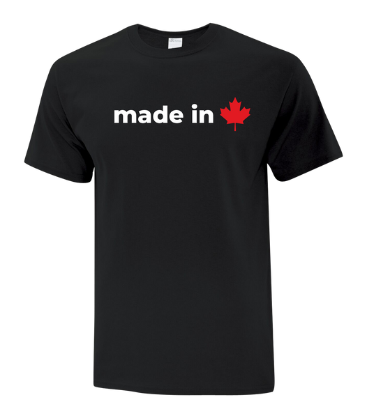 "Made In Canada Maple Leaf" Adult Cotton T-Shirt with Printed logo
