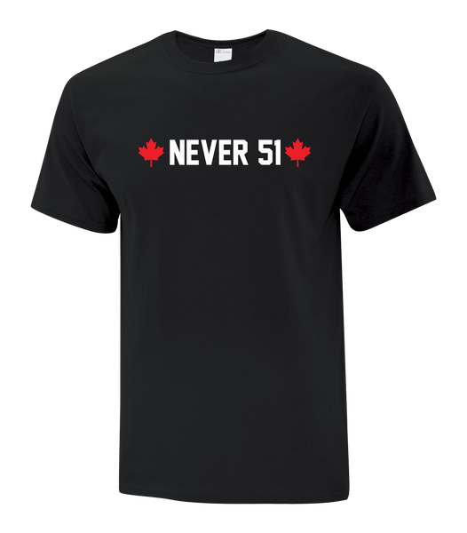 "Never 51" Youth Cotton T-Shirt with Printed logo