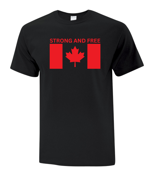 "Strong And Free" Adult Cotton T-Shirt with Printed logo