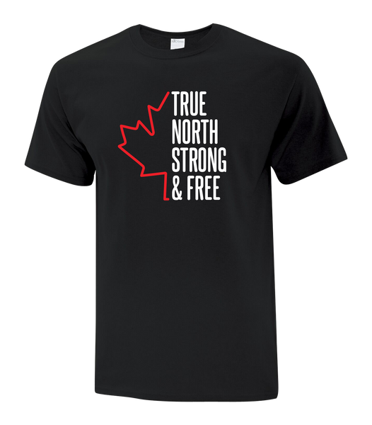 "True North Strong and Free" Youth Cotton T-Shirt with Printed logo