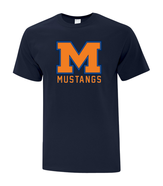 Vincent Massey Mustangs Adult Cotton T-Shirt with Printed Logo