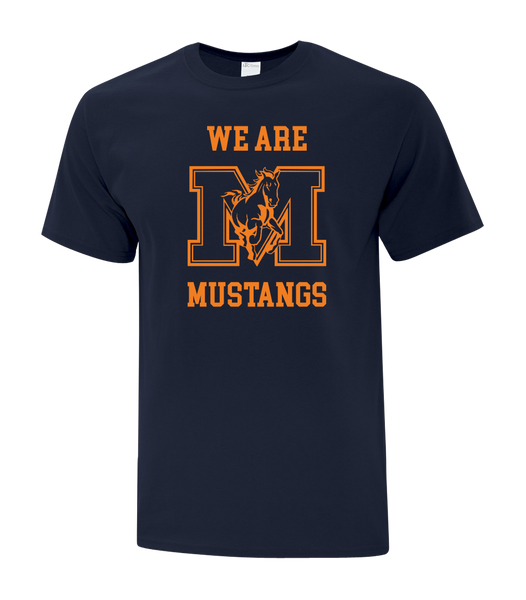 "We Are Mustangs" Vincent Massey Adult Cotton T-Shirt with Printed Logo