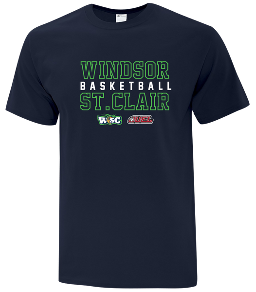 Windsor St. Clair Basketball Block Letters Adult Cotton T-Shirt with Printed logo