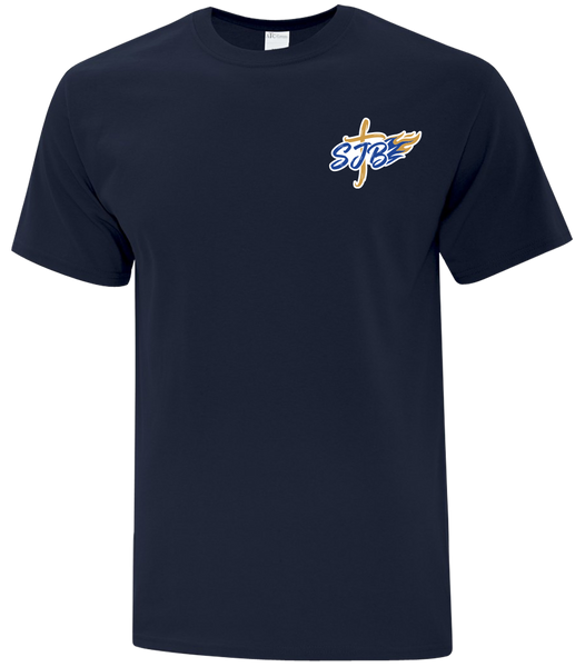 St. John the Baptist Staff Adult Cotton T-Shirt with Printed Left Chest Logo