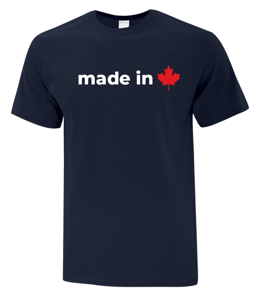 "Made In Canada Maple Leaf" Adult Cotton T-Shirt with Printed logo