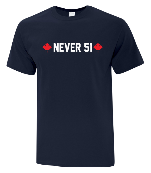 "Never 51" Youth Cotton T-Shirt with Printed logo