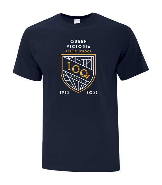 Queen Victoria School 100 Years Adult Cotton T-Shirt with Printed logo
