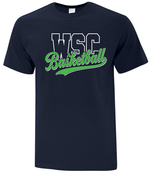 WSC Basketball Script Adult Cotton T-Shirt with Printed logo