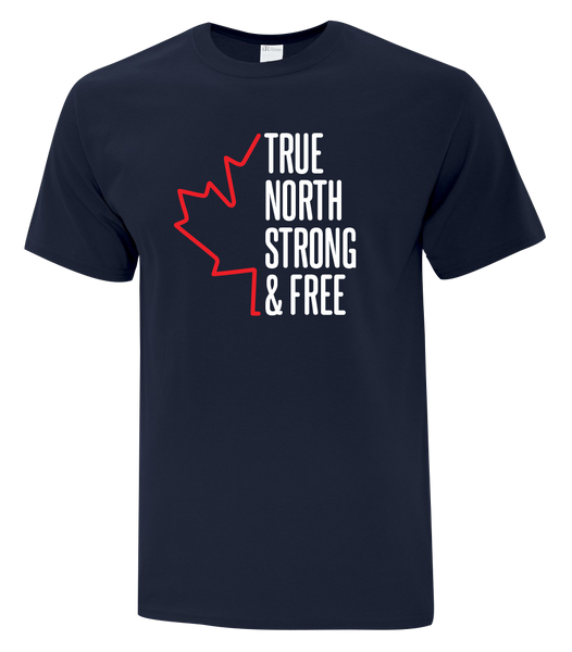 "True North Strong and Free" Youth Cotton T-Shirt with Printed logo